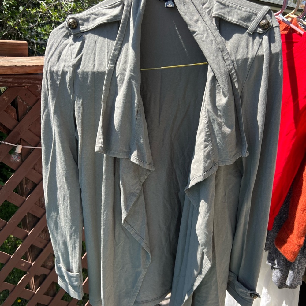 Banana Republic Gray Trench Coat Lightweight Weather-Resistant